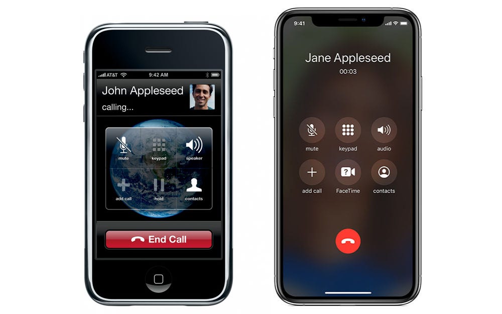 Интерфейс звонка на iPhone 2G и iPhone 12